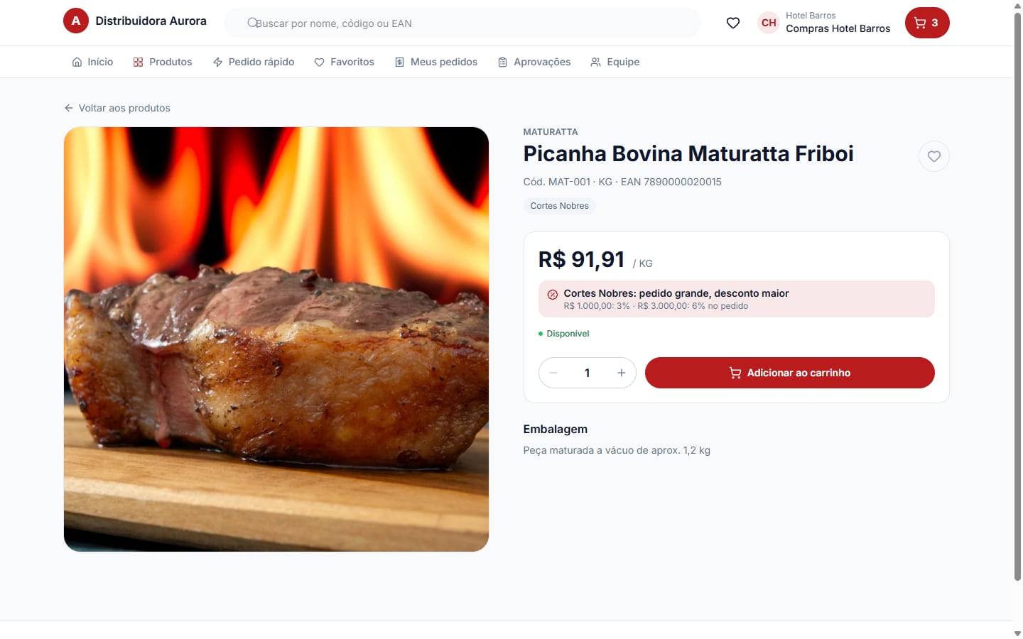 Página do produto na loja